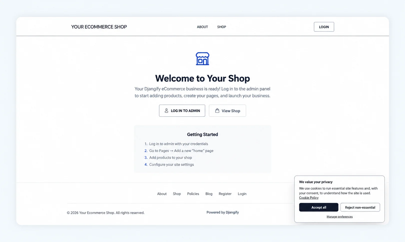 After paying for Djangify a site is spun up